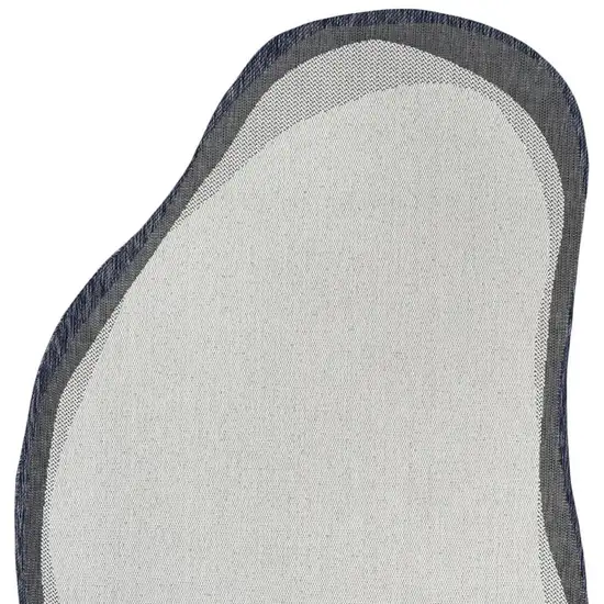 Cream And Navy Blue Abstract Indoor Outdoor Area Rug Photo 3