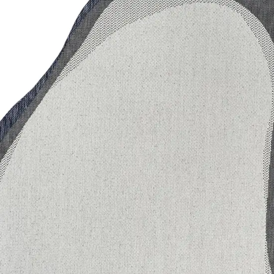 Cream And Navy Blue Abstract Indoor Outdoor Area Rug Photo 2