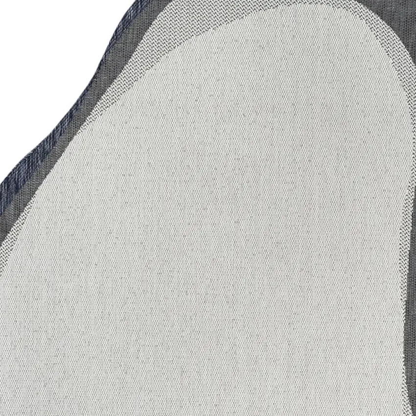 Cream And Navy Blue Abstract Indoor Outdoor Area Rug Photo 2