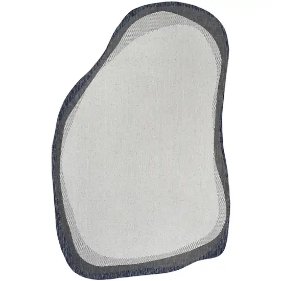 Cream And Navy Blue Abstract Indoor Outdoor Area Rug Photo 1