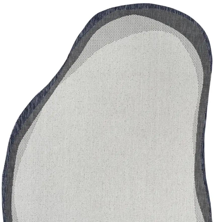 Cream And Navy Blue Abstract Indoor Outdoor Area Rug Photo 2