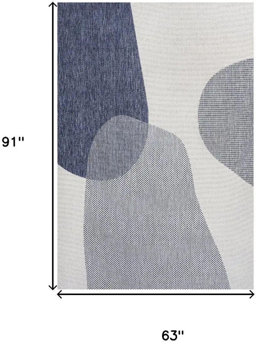 Cream And Navy Blue Geometric Indoor Outdoor Area Rug Photo 6