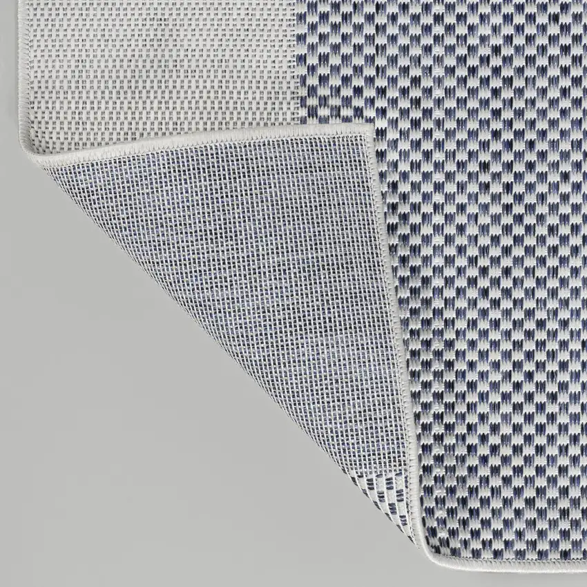 Cream And Navy Blue Geometric Indoor Outdoor Area Rug Photo 9