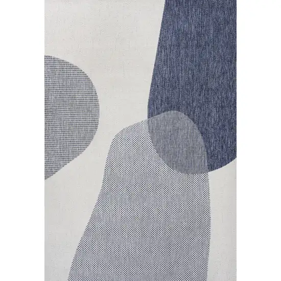 Cream And Navy Blue Geometric Indoor Outdoor Area Rug Photo 2