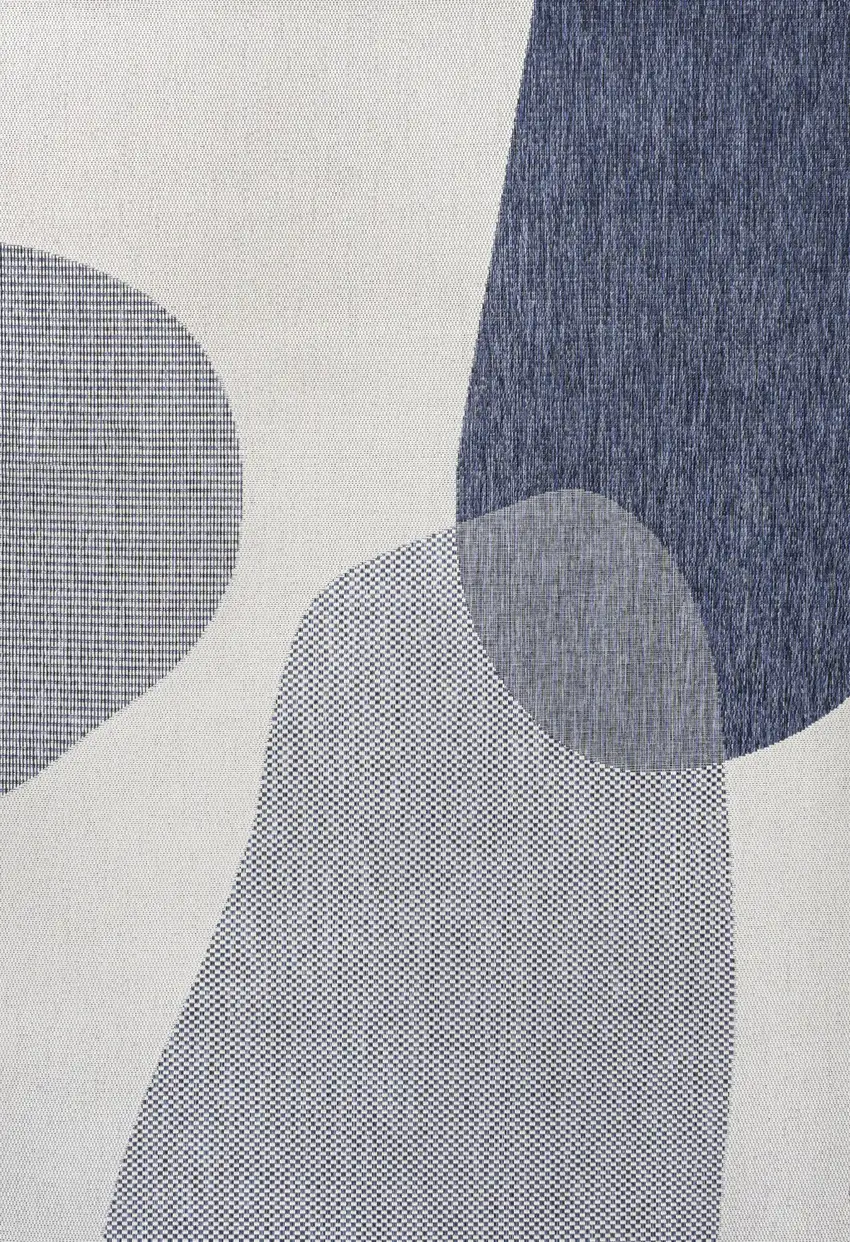 Cream And Navy Blue Geometric Indoor Outdoor Area Rug Photo 2