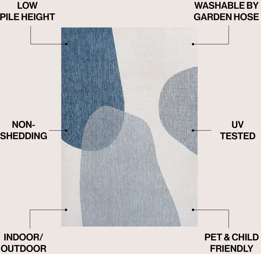 Cream And Navy Blue Geometric Indoor Outdoor Area Rug Photo 7