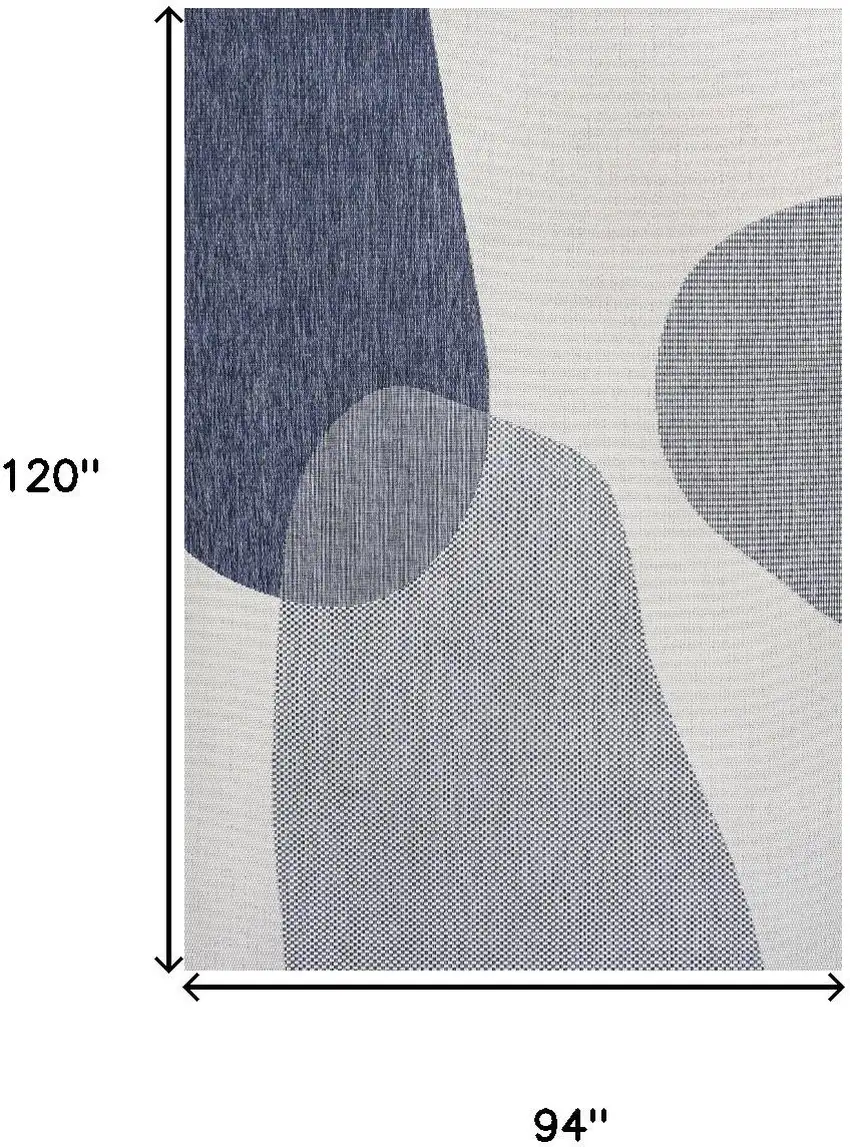 Cream And Navy Blue Geometric Indoor Outdoor Area Rug Photo 5