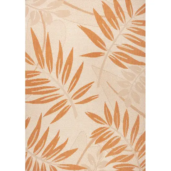 Cream And Orange Floral Indoor Outdoor Area Rug Photo 1