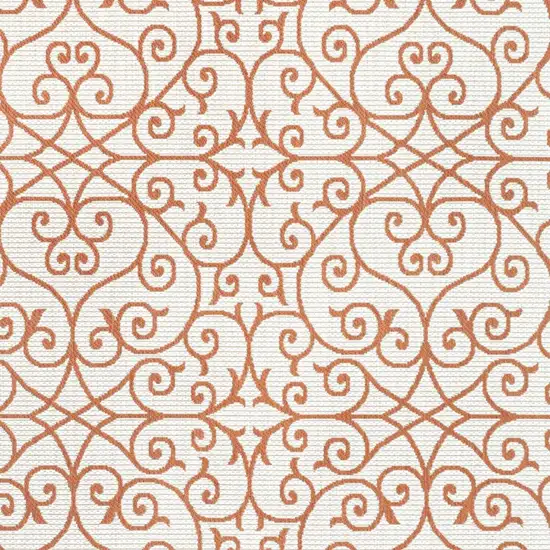 Cream And Orange Geometric Indoor Outdoor Area Rug Photo 2