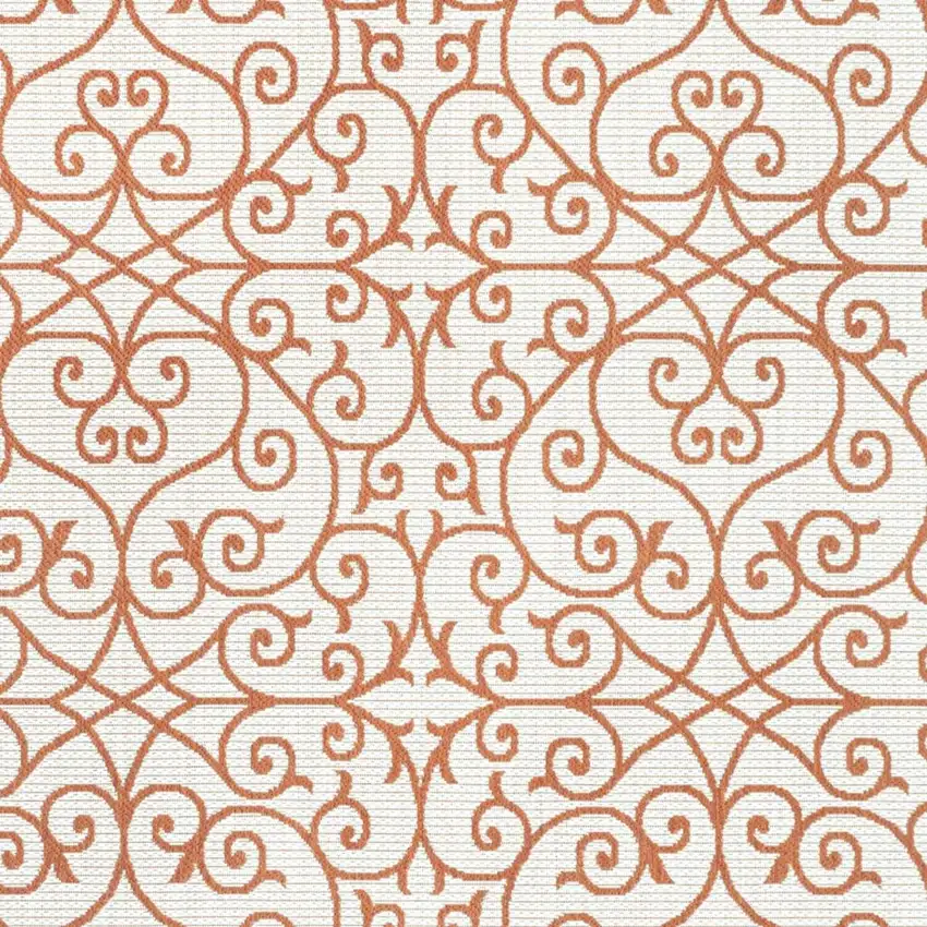 Cream And Orange Geometric Indoor Outdoor Area Rug Photo 2