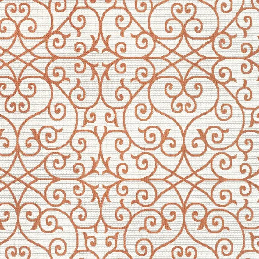 Cream And Orange Geometric Indoor Outdoor Area Rug Photo 2