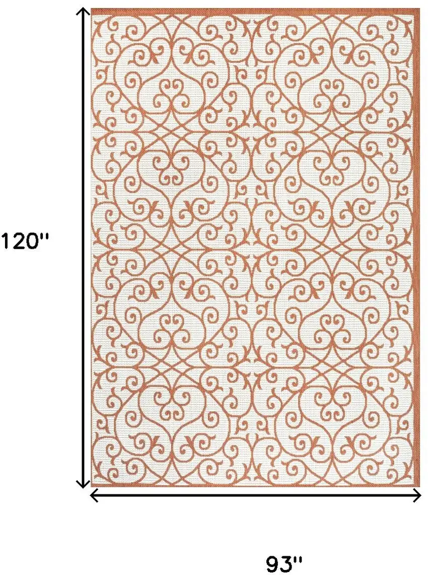 Cream And Orange Geometric Indoor Outdoor Area Rug Photo 5