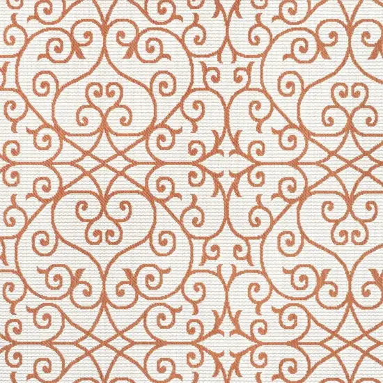 Cream And Orange Geometric Indoor Outdoor Area Rug Photo 2