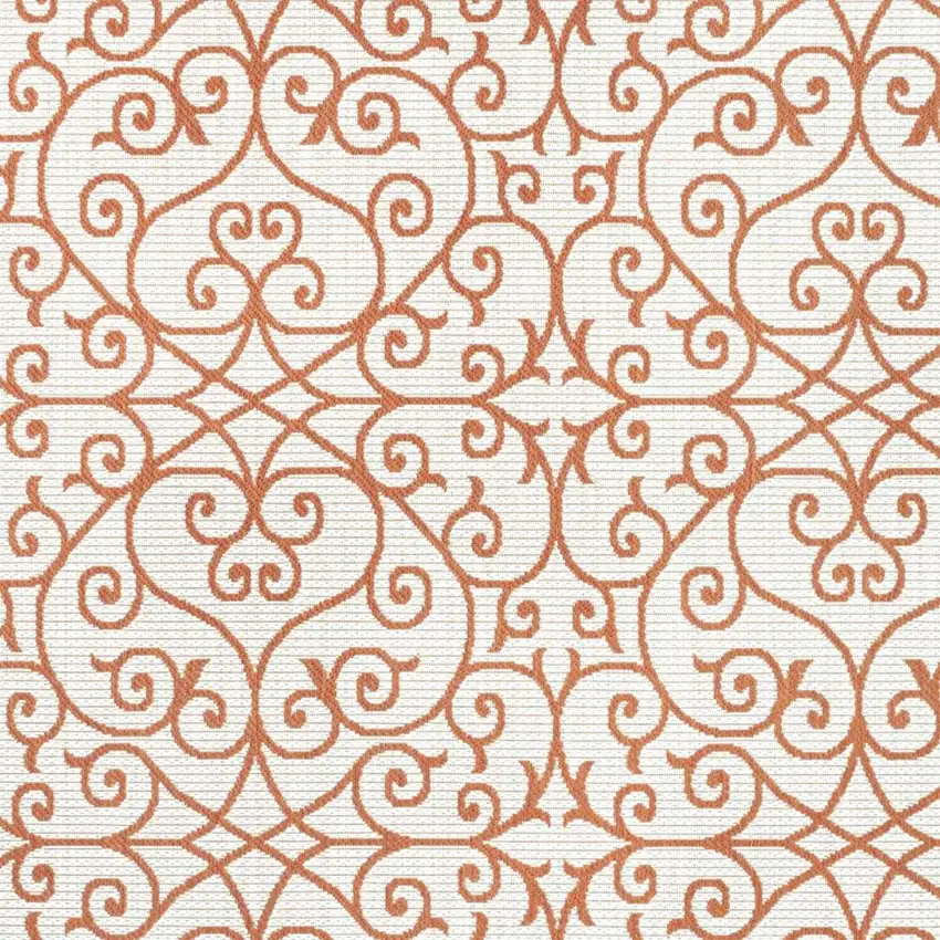 Cream And Orange Geometric Indoor Outdoor Area Rug Photo 2