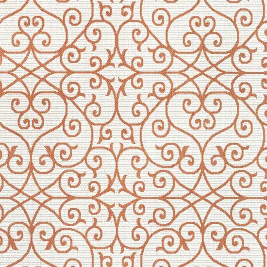 Cream And Orange Geometric Indoor Outdoor Area Rug Photo 2