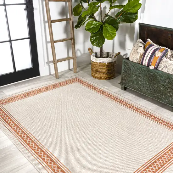 Cream And Orange Indoor Outdoor Area Rug Photo 7