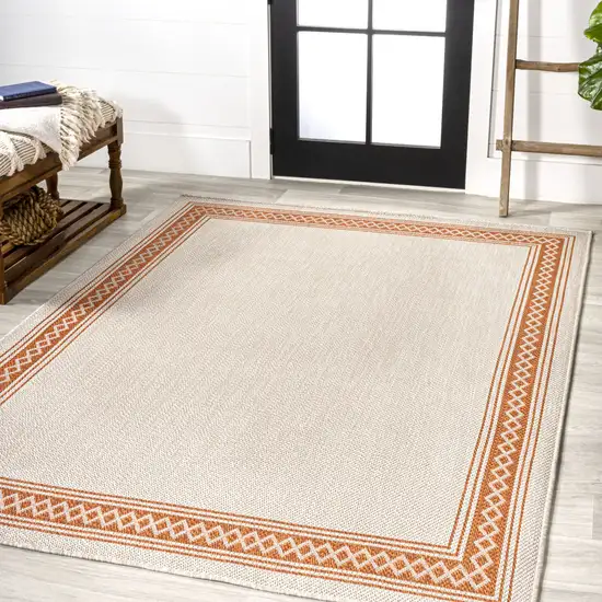 Cream And Orange Indoor Outdoor Area Rug Photo 5