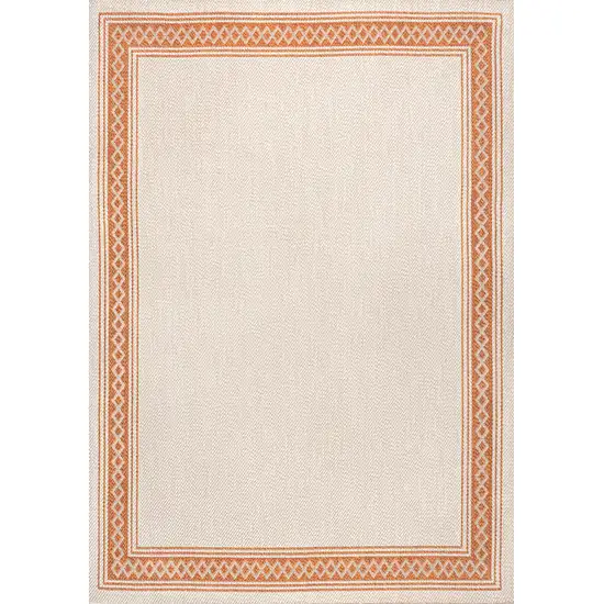 Cream And Orange Indoor Outdoor Area Rug Photo 1