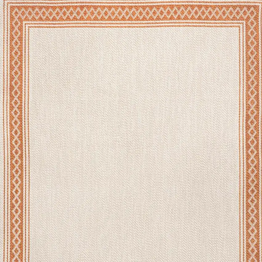 Cream And Orange Indoor Outdoor Area Rug Photo 3
