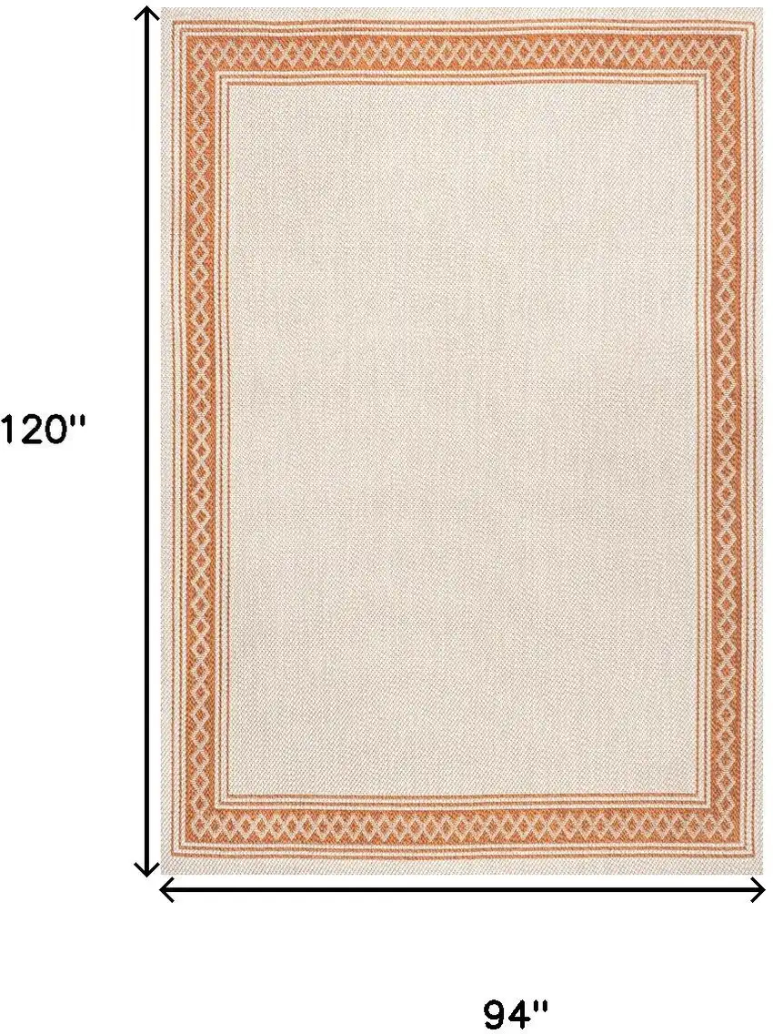 Cream And Orange Indoor Outdoor Area Rug Photo 3