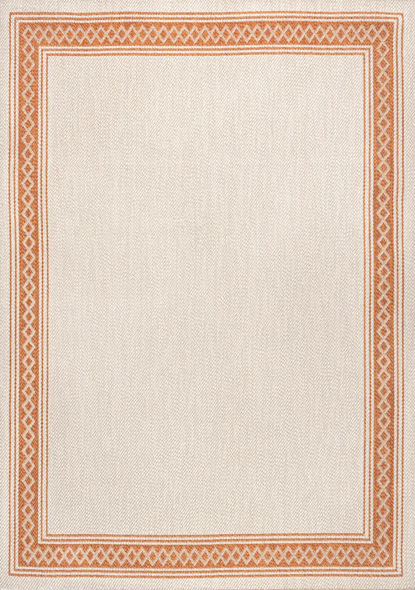 Cream And Orange Indoor Outdoor Area Rug Photo 1