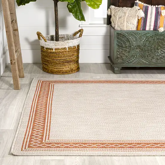 Cream And Orange Indoor Outdoor Area Rug Photo 6