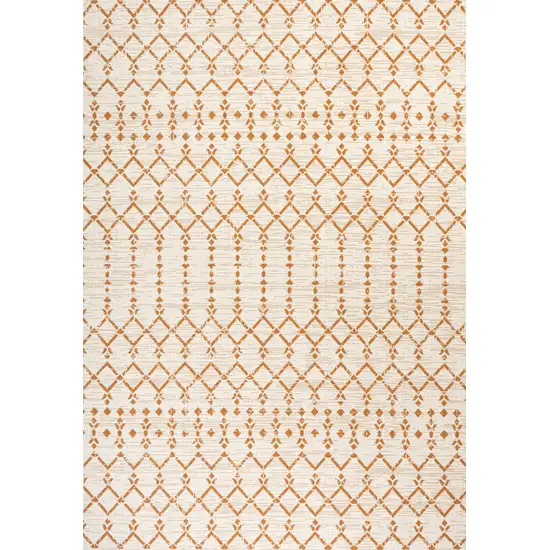 Cream And Orange Trellis Indoor Outdoor Area Rug Photo 3