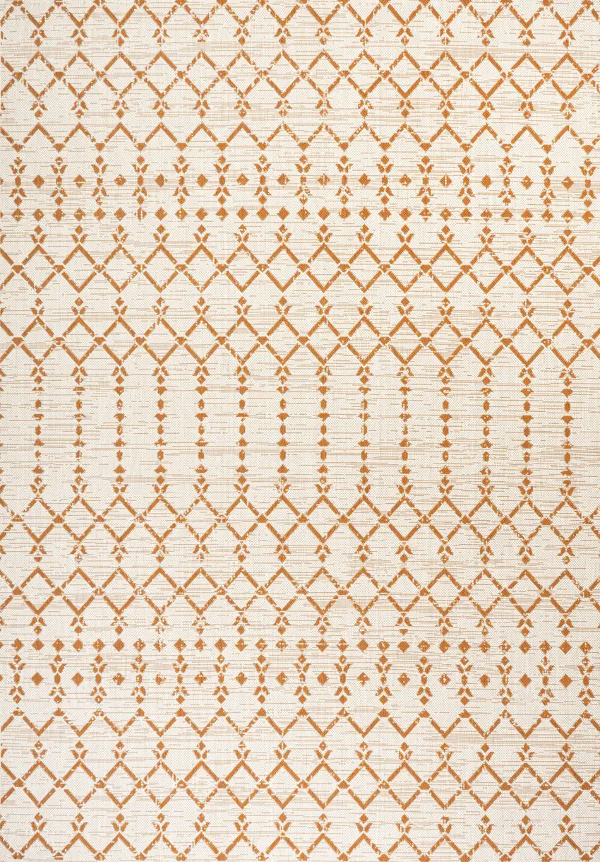 Cream And Orange Trellis Indoor Outdoor Area Rug Photo 3