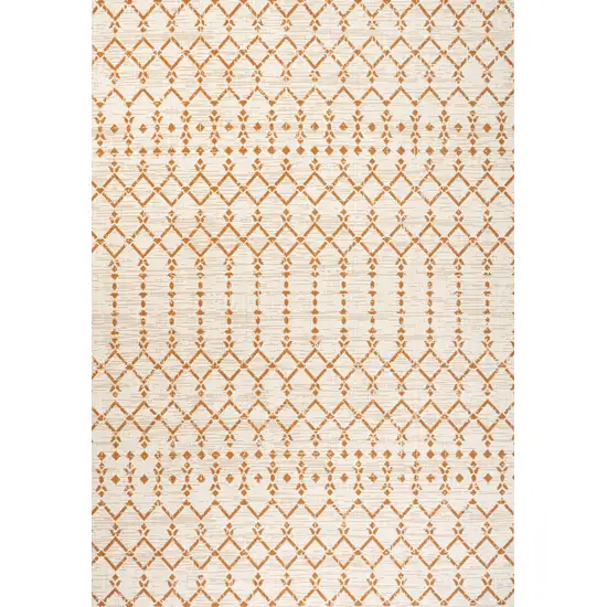 Cream And Orange Trellis Indoor Outdoor Area Rug Photo 1