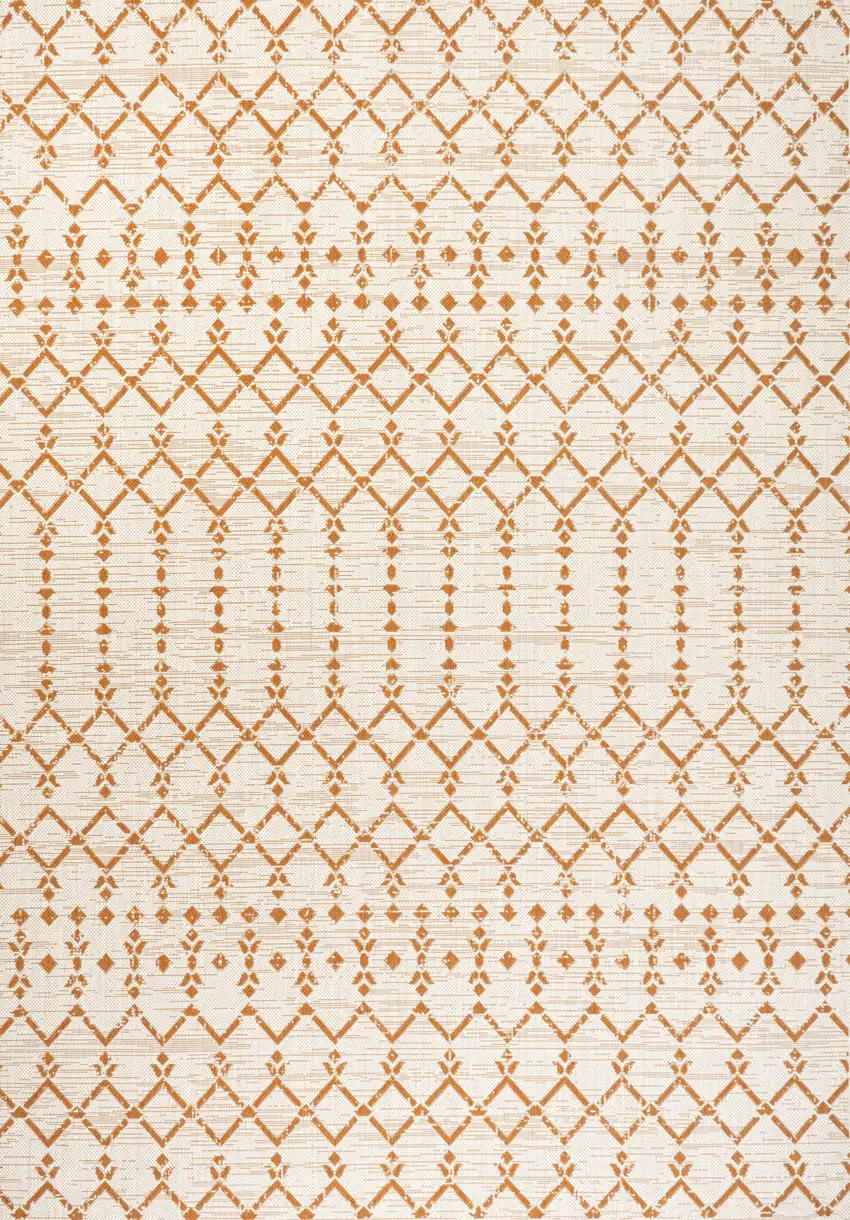 Cream And Orange Trellis Indoor Outdoor Area Rug Photo 1