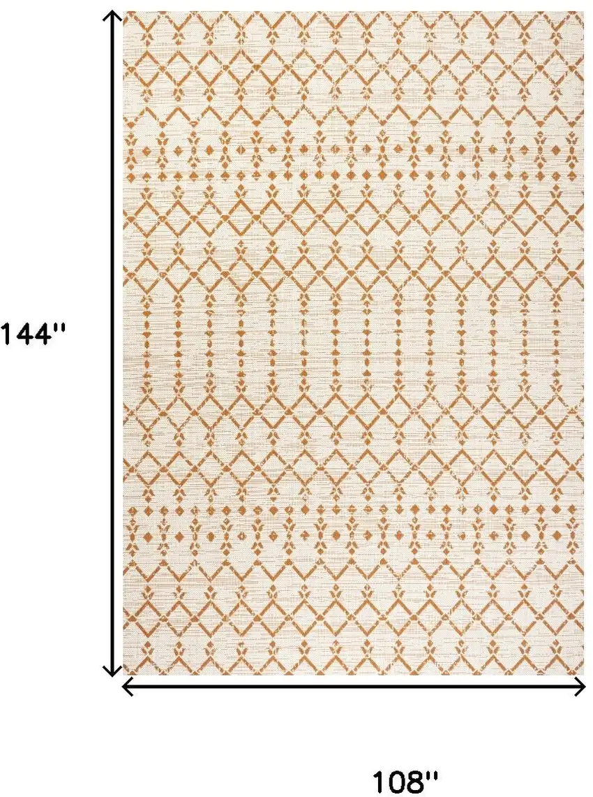 Cream And Orange Trellis Indoor Outdoor Area Rug Photo 5