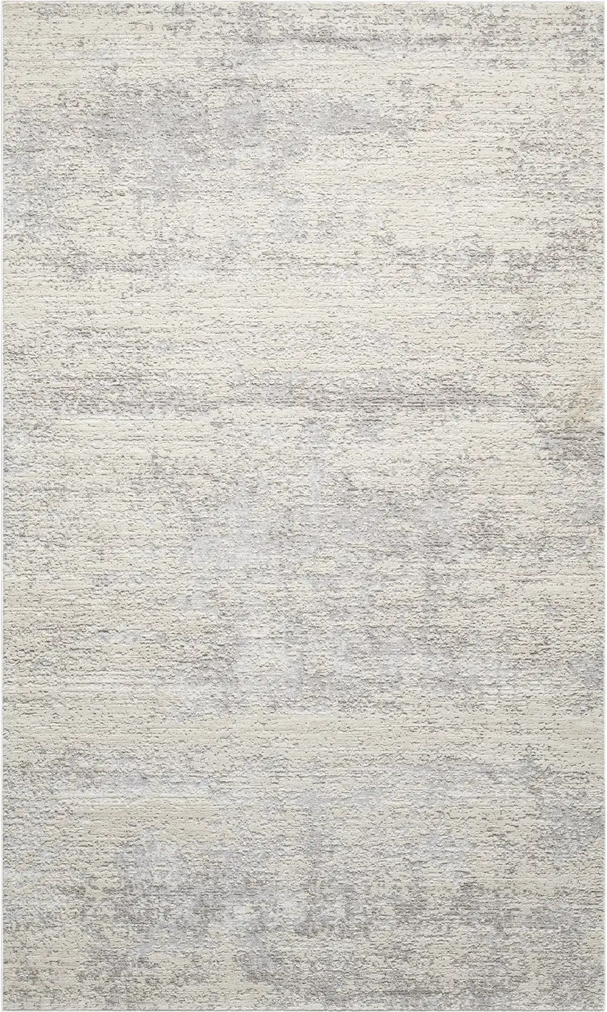 Cream And Silver Abstract Area Rug Photo 1