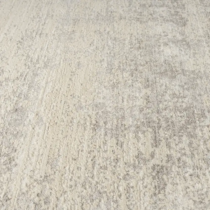 Cream And Silver Abstract Square Rug Photo 9