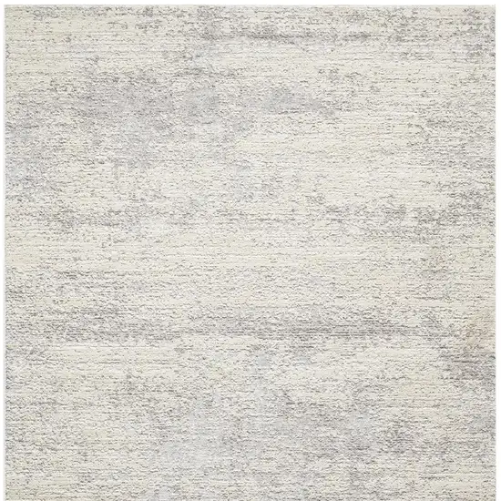 Cream And Silver Abstract Square Rug Photo 5