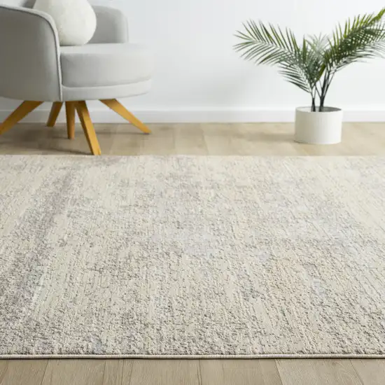 Cream And Silver Abstract Square Rug Photo 7