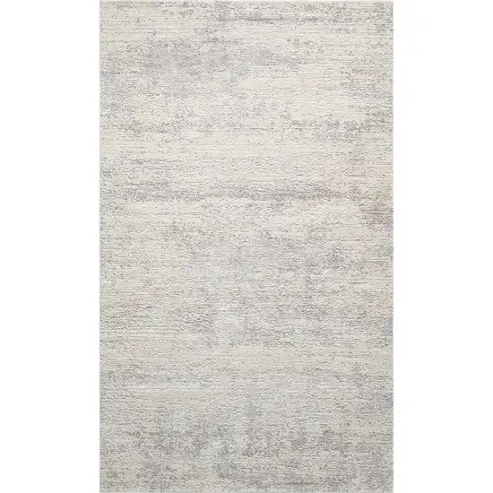 Cream And Silver Abstract Square Rug Photo 2