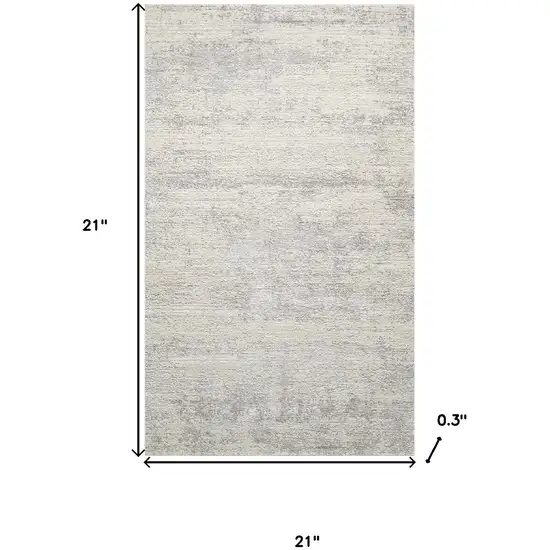 Cream And Silver Abstract Square Rug Photo 3