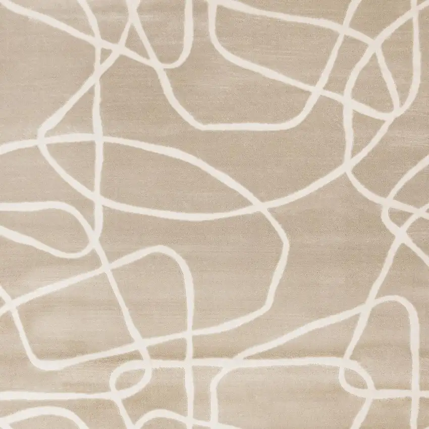 Cream And Tan Abstract Area Rug Photo 5