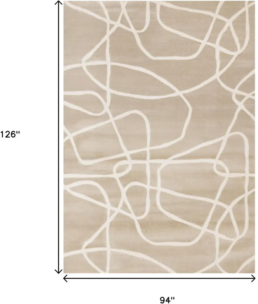 Cream And Tan Abstract Area Rug Photo 3