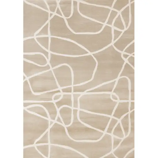 Cream And Tan Abstract Area Rug Photo 2