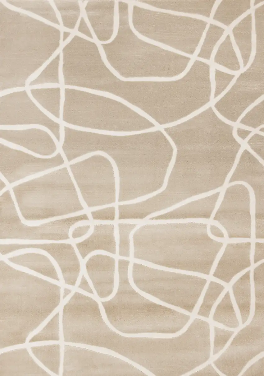 Cream And Tan Abstract Area Rug Photo 2
