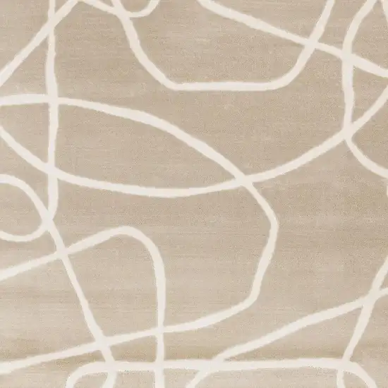 Cream And Tan Abstract Area Rug Photo 4