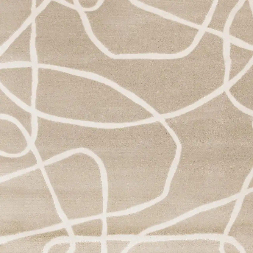Cream And Tan Abstract Area Rug Photo 4