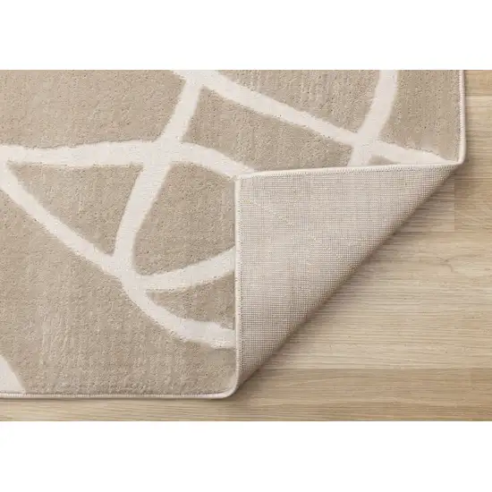 Cream And Tan Abstract Area Rug Photo 9