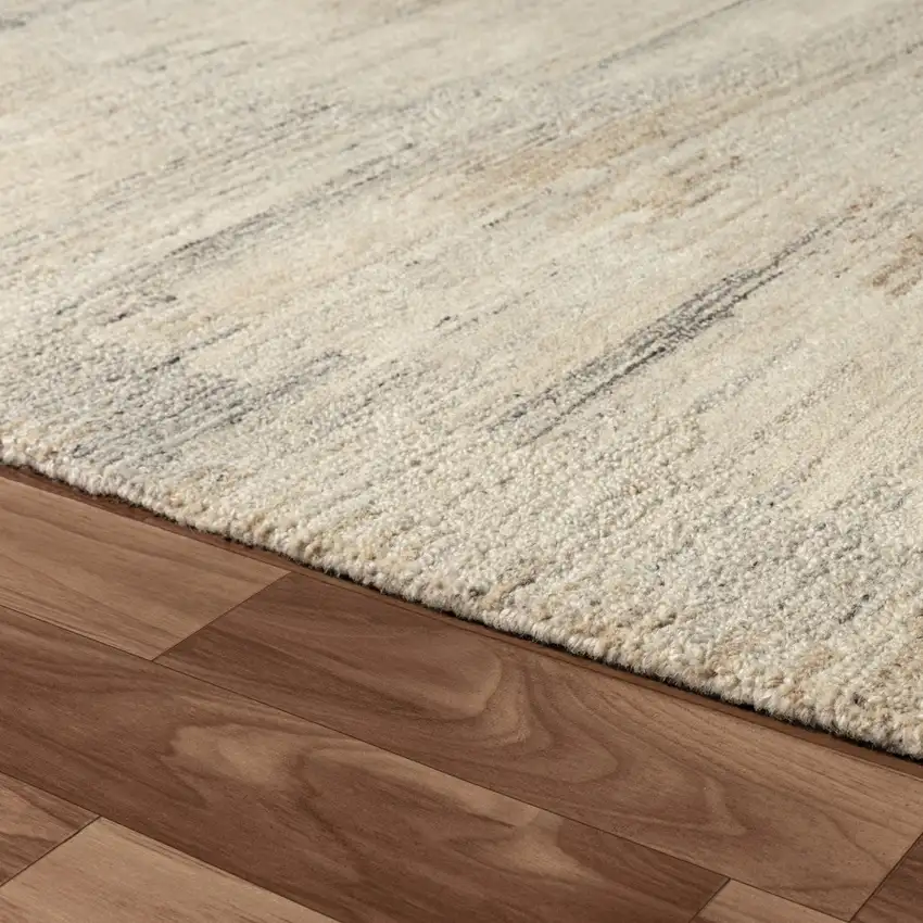 Cream And Tan Abstract Hand Tufted Square Rug Photo 6