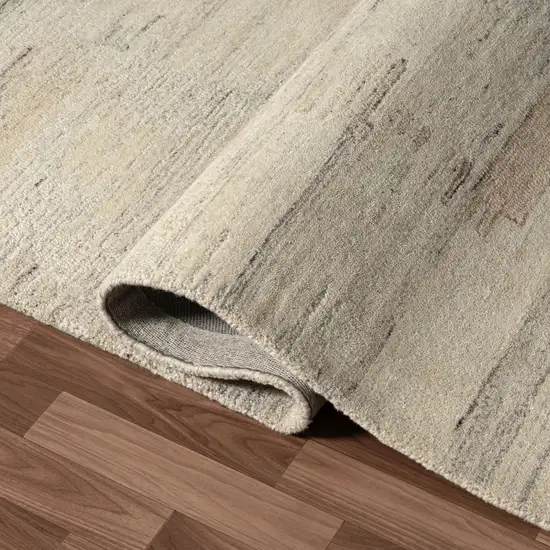 Cream And Tan Abstract Hand Tufted Square Rug Photo 7