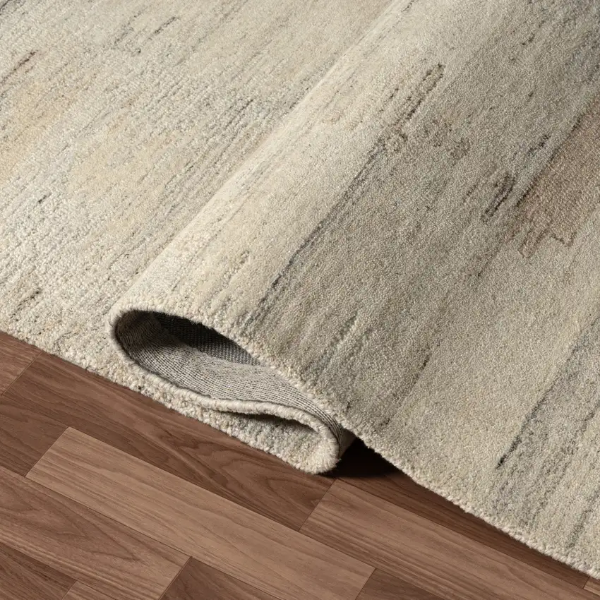 Cream And Tan Abstract Hand Tufted Square Rug Photo 7