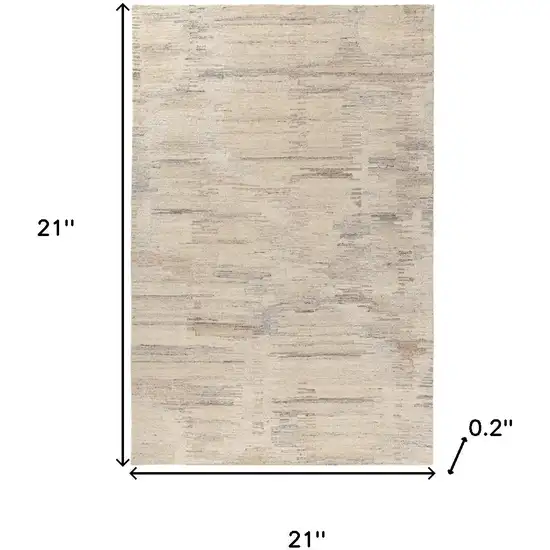 Cream And Tan Abstract Hand Tufted Square Rug Photo 3