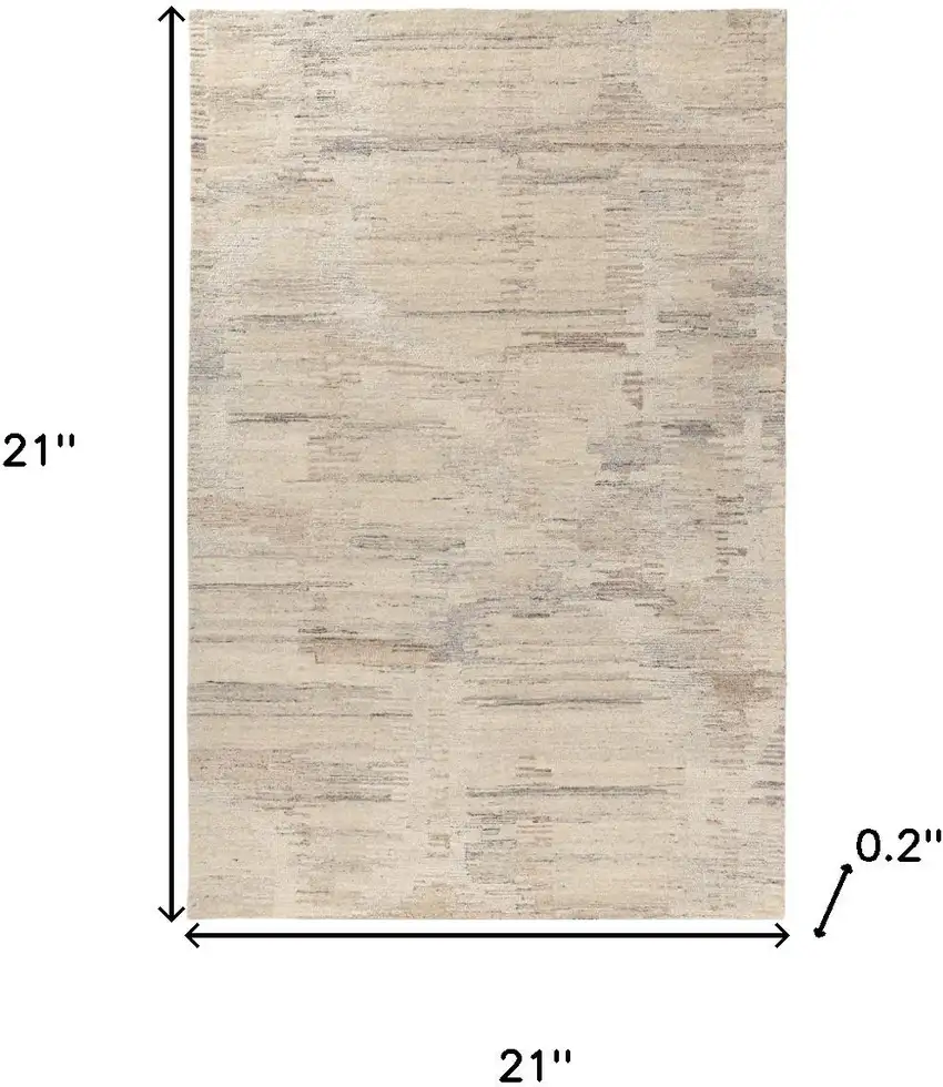 Cream And Tan Abstract Hand Tufted Square Rug Photo 3