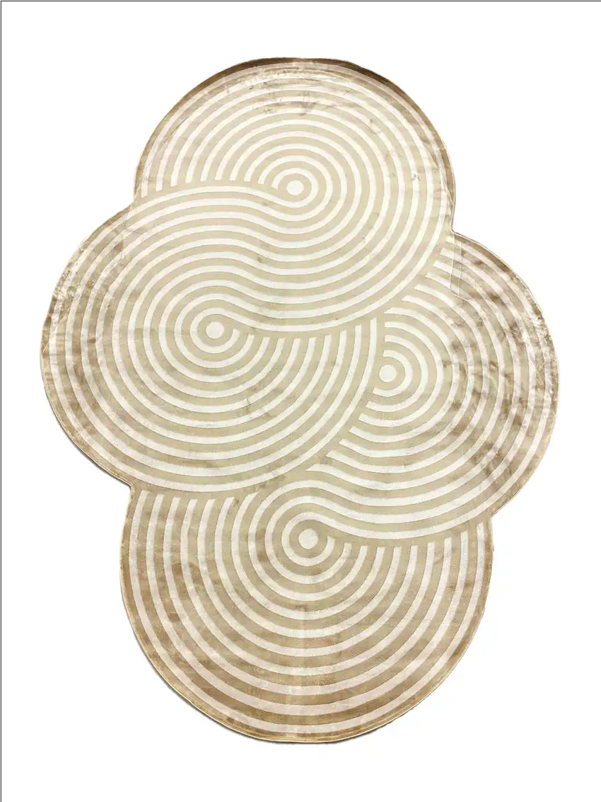 Cream And White Abstract Distressed Area Rug Photo 2